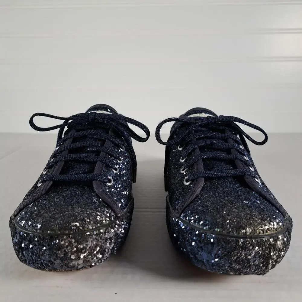 Kate Spade x Keds Kickstart Glitter Sneakers Shoes Dark Blue Lace Up Womens 6